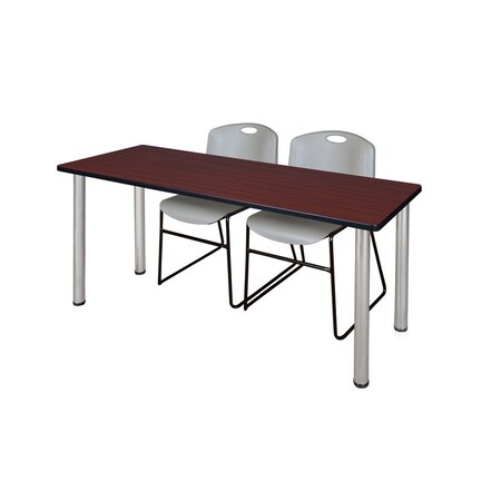 Kee Rectangle Tables > Training Tables > Kee Table & Chair Sets, 66 W, 24 L, 29 H, Mahogany MT6624MHBPCM44GY